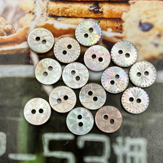 Beautiful Iridescent Shell Button, 2-eye Buttons for Shirts, Blouse, Tops, Skirts, Dress, Cuffs, Crafts Garments Sewing Accessories
