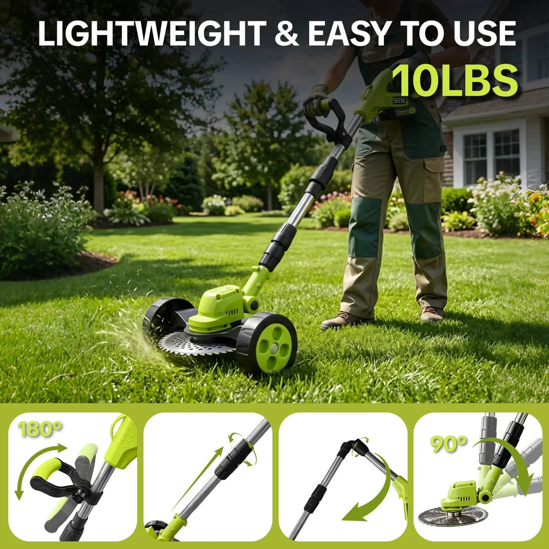 🌿 3‑in‑1 Cordless Lawn Tool – Trimmer, Edger & Mini Mower for Everyday Garden Care