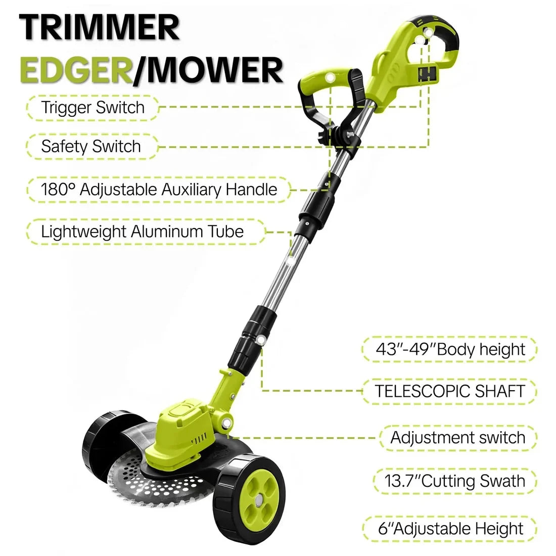 🌿 3‑in‑1 Cordless Lawn Tool – Trimmer, Edger & Mini Mower for Everyday Garden Care